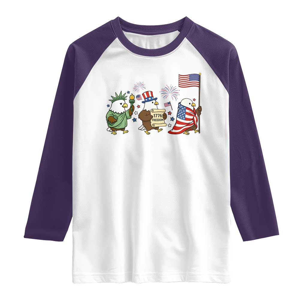Adorable Patriotic Eagle 250 Years Of Freedom Raglan Shirt USA Anniversary Gift TS12 White Purple Print Your Wear