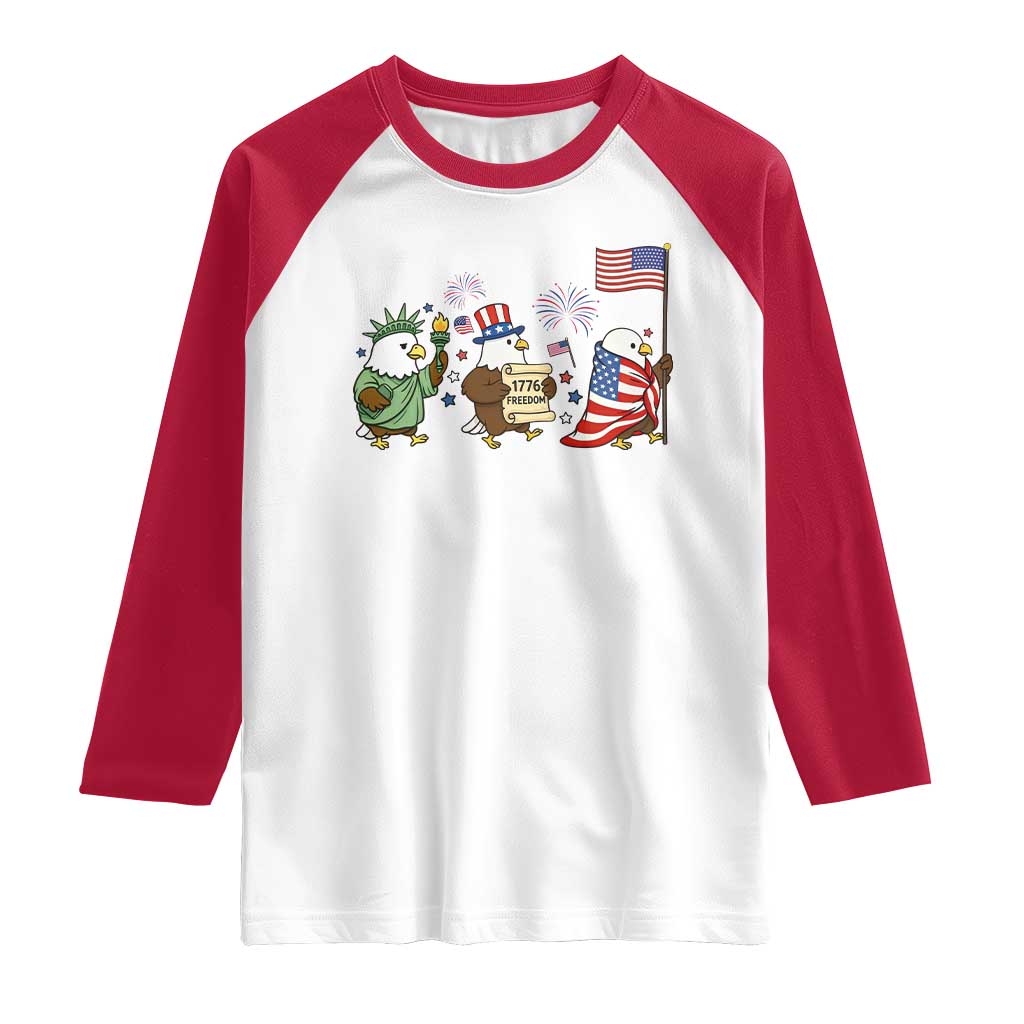 Adorable Patriotic Eagle 250 Years Of Freedom Raglan Shirt USA Anniversary Gift TS12 White Red Print Your Wear