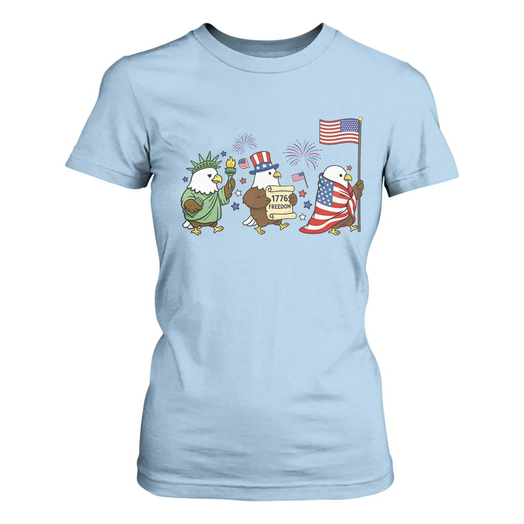 Adorable Patriotic Eagle 250 Years Of Freedom T Shirt For Women USA Anniversary Gift TS12 Light Blue Print Your Wear