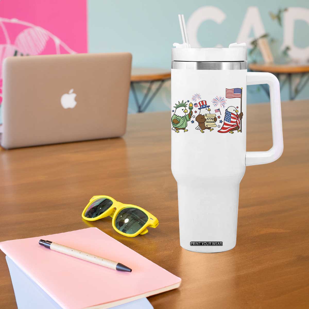 Adorable Patriotic Eagle 250 Years Of Freedom Tumbler With Handle USA Anniversary Gift TS12 Print Your Wear