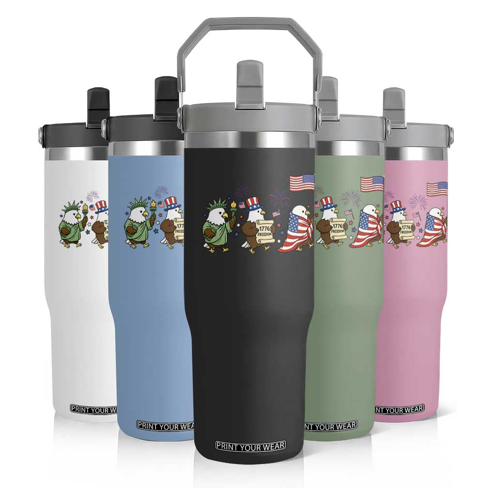 Adorable Patriotic Eagle 250 Years Of Freedom Flip Straw Tumbler USA Anniversary Gift TS12 Print Your Wear