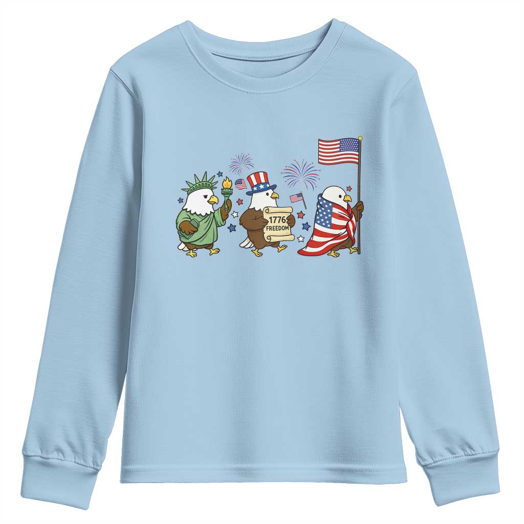Adorable Patriotic Eagle 250 Years Of Freedom Youth Sweatshirt USA Anniversary Gift TS12 Light Blue Print Your Wear