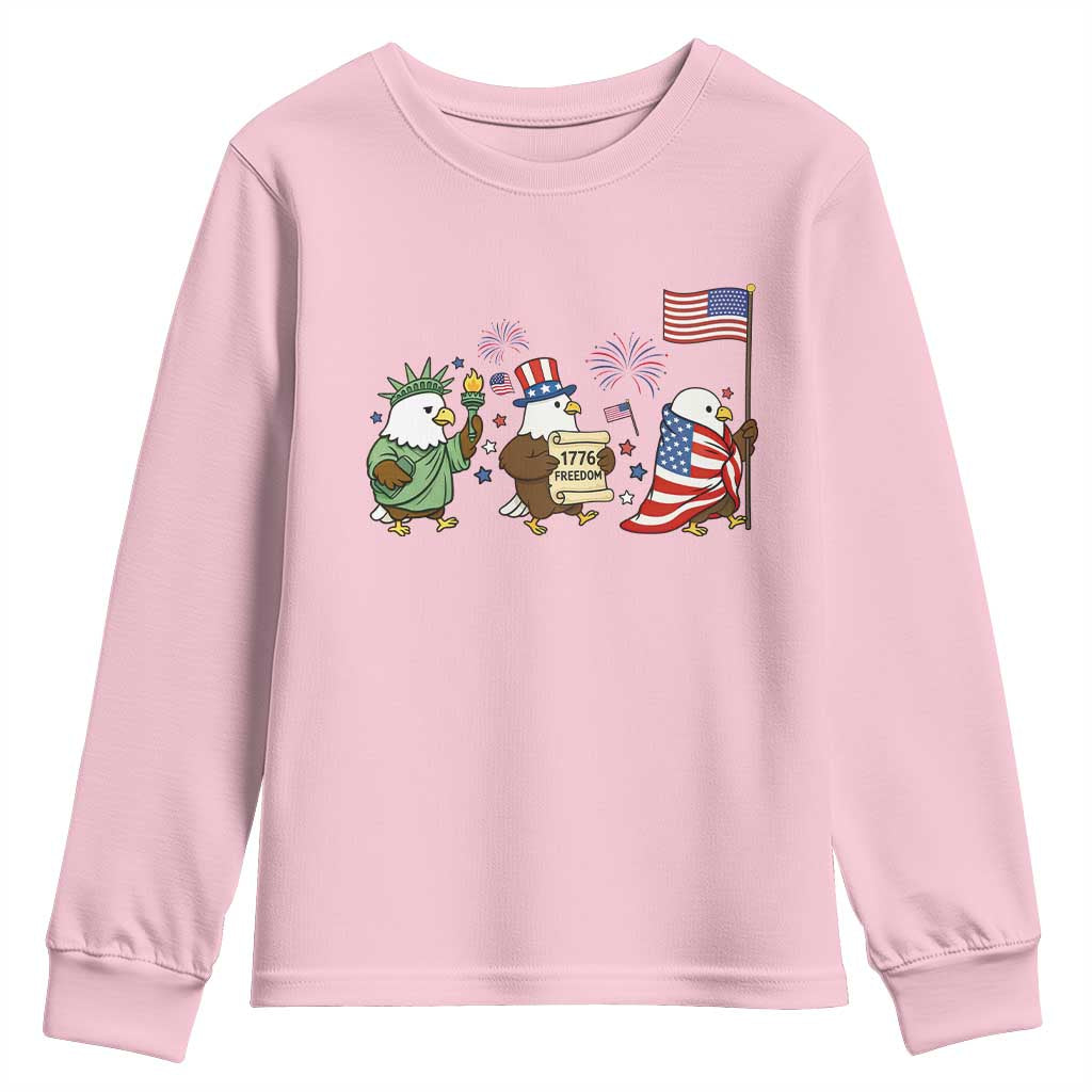 Adorable Patriotic Eagle 250 Years Of Freedom Youth Sweatshirt USA Anniversary Gift TS12 Light Pink Print Your Wear
