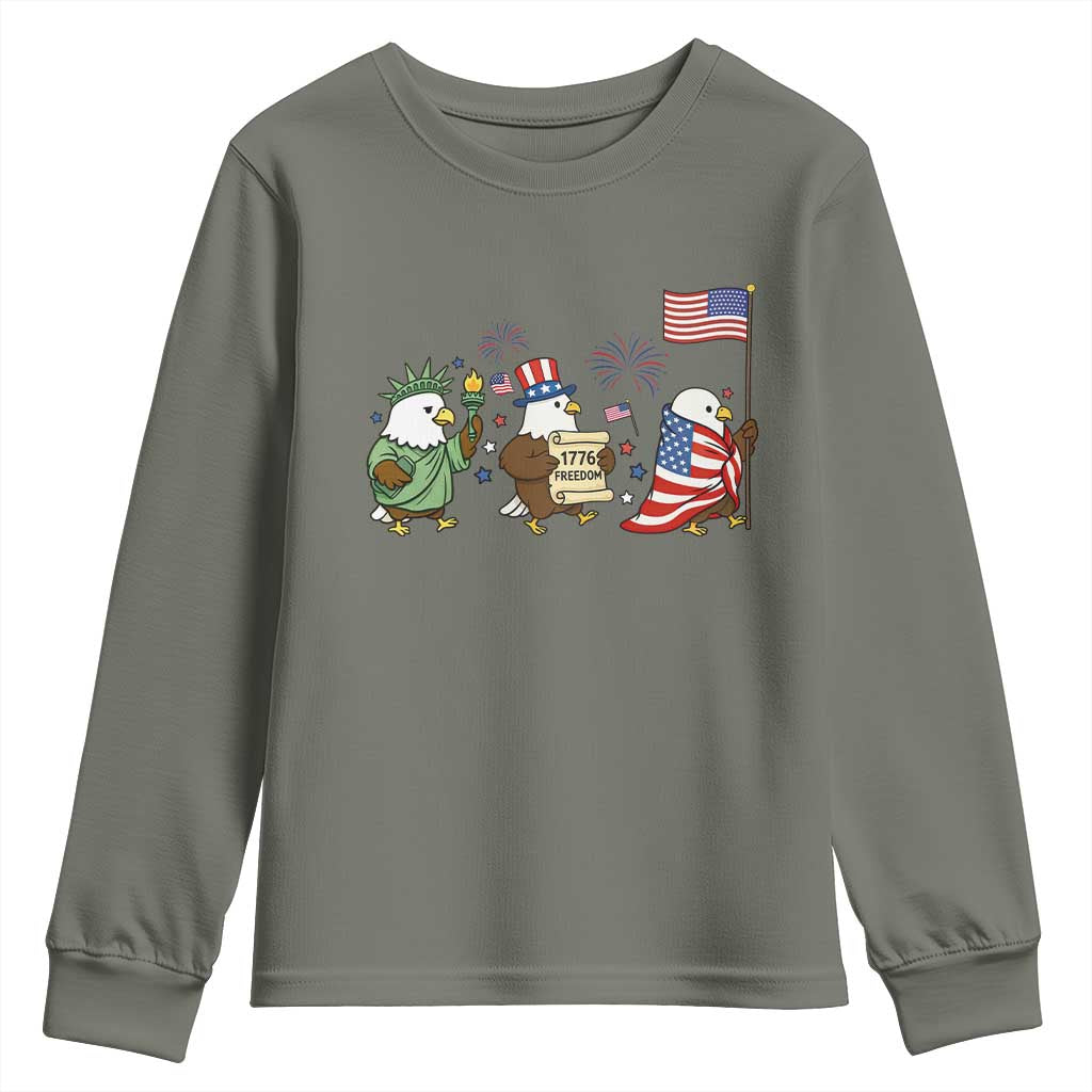 Adorable Patriotic Eagle 250 Years Of Freedom Youth Sweatshirt USA Anniversary Gift TS12 Military Green Print Your Wear