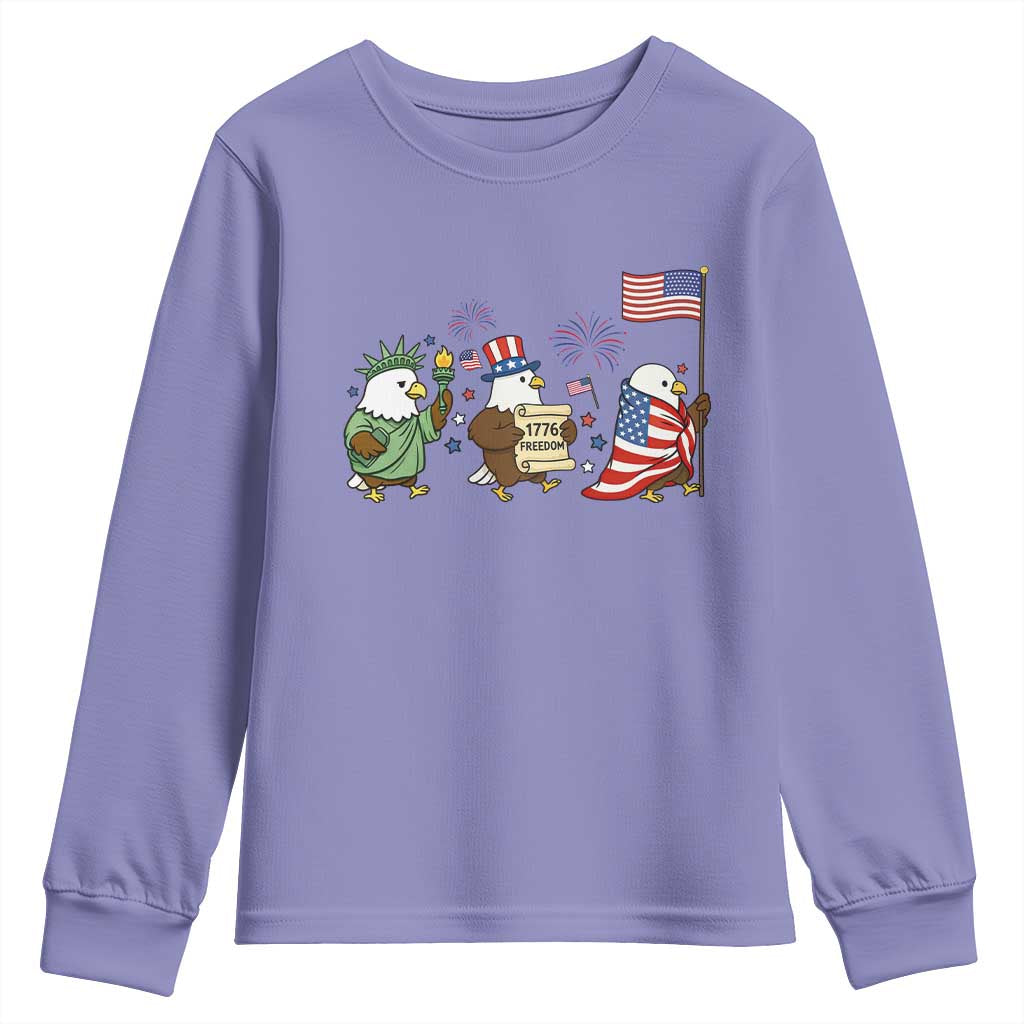Adorable Patriotic Eagle 250 Years Of Freedom Youth Sweatshirt USA Anniversary Gift TS12 Violet Print Your Wear