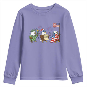 Adorable Patriotic Eagle 250 Years Of Freedom Youth Sweatshirt USA Anniversary Gift TS12 Violet Print Your Wear