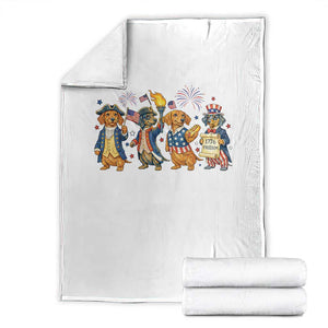 Patriotic Wiener Dog 250th Anniversary Throw Blanket Dachshund Lover Gift TS12 White Print Your Wear