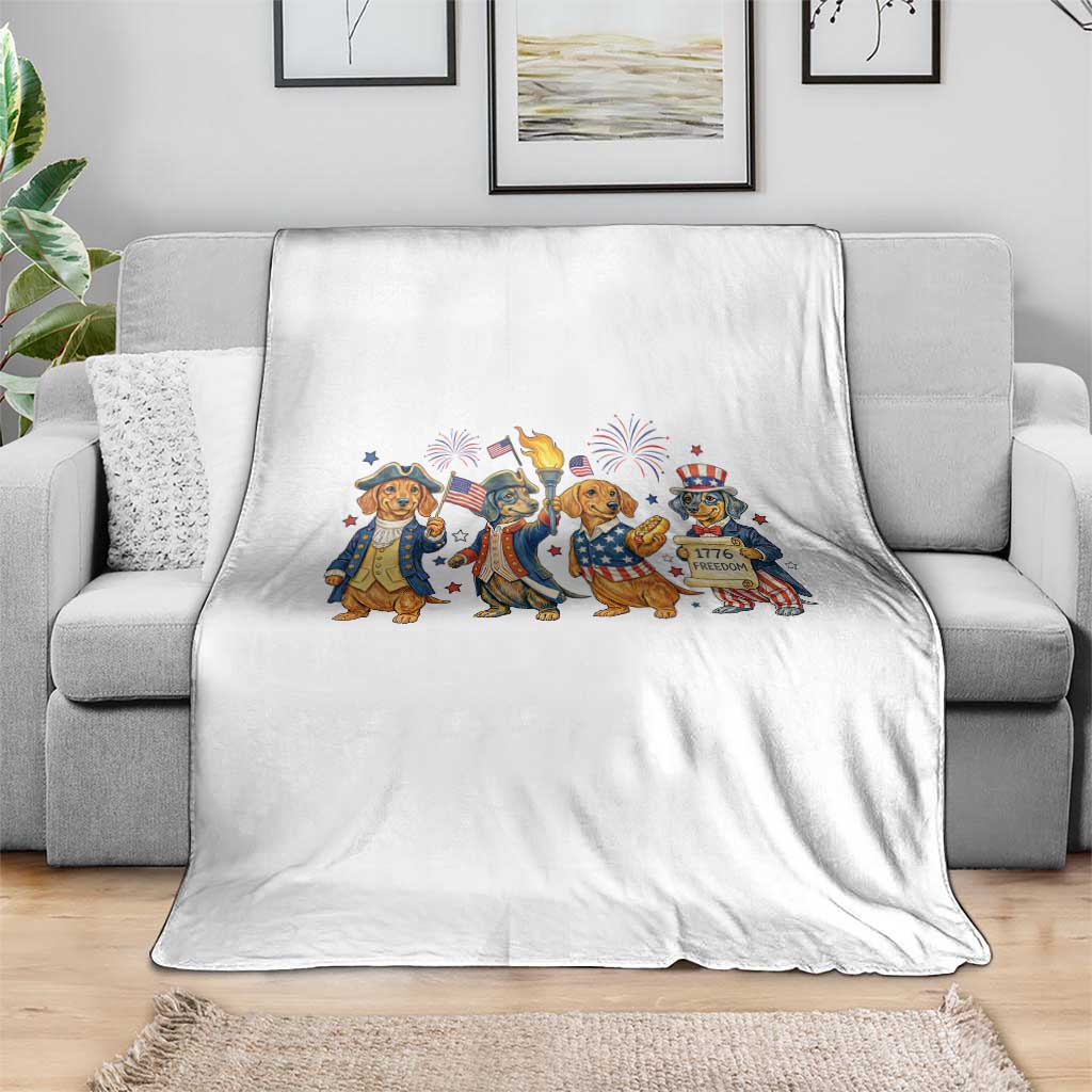 Patriotic Wiener Dog 250th Anniversary Throw Blanket Dachshund Lover Gift TS12 Print Your Wear