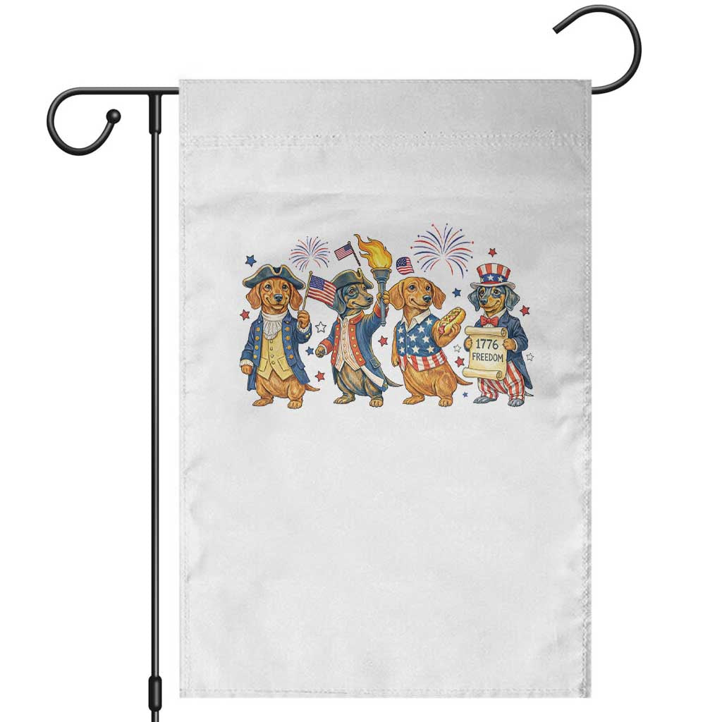 Patriotic Wiener Dog 250th Anniversary Garden Flag Dachshund Lover Gift TS12 White Print Your Wear
