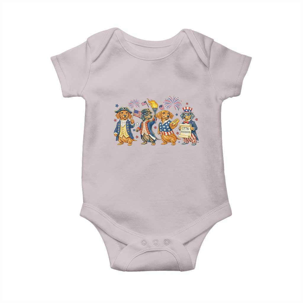 Patriotic Wiener Dog 250th Anniversary Baby Onesie Dachshund Lover Gift TS12 Ice Gray Print Your Wear