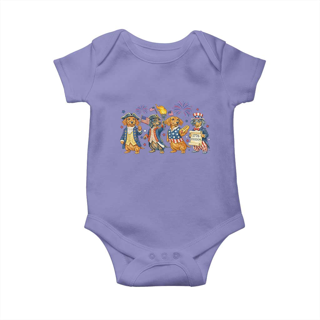 Patriotic Wiener Dog 250th Anniversary Baby Onesie Dachshund Lover Gift TS12 Violet Print Your Wear