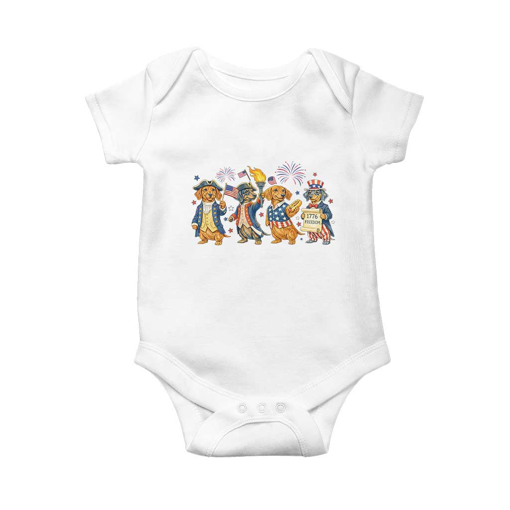 Patriotic Wiener Dog 250th Anniversary Baby Onesie Dachshund Lover Gift TS12 White Print Your Wear