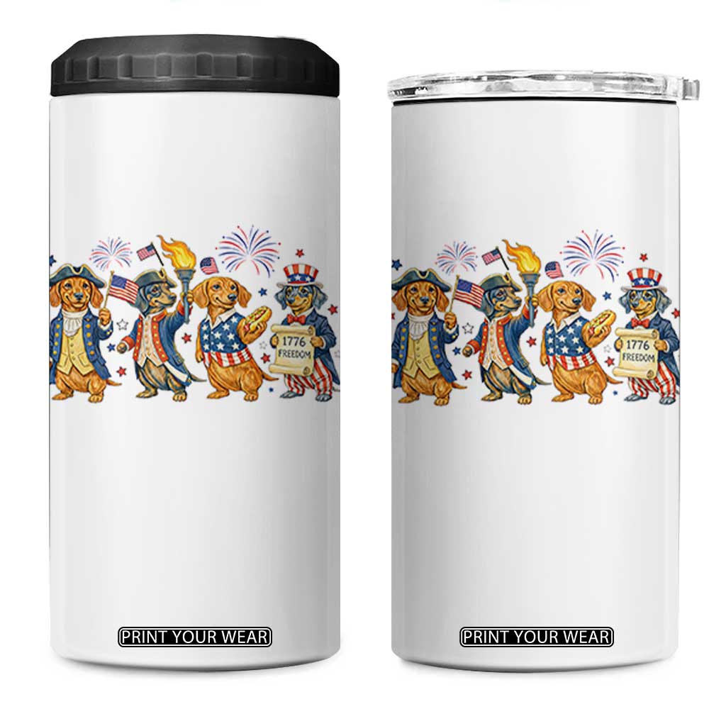Patriotic Wiener Dog 250th Anniversary 4 in 1 Can Cooler Tumbler Dachshund Lover Gift TS12 One Size: 16 oz White Print Your Wear