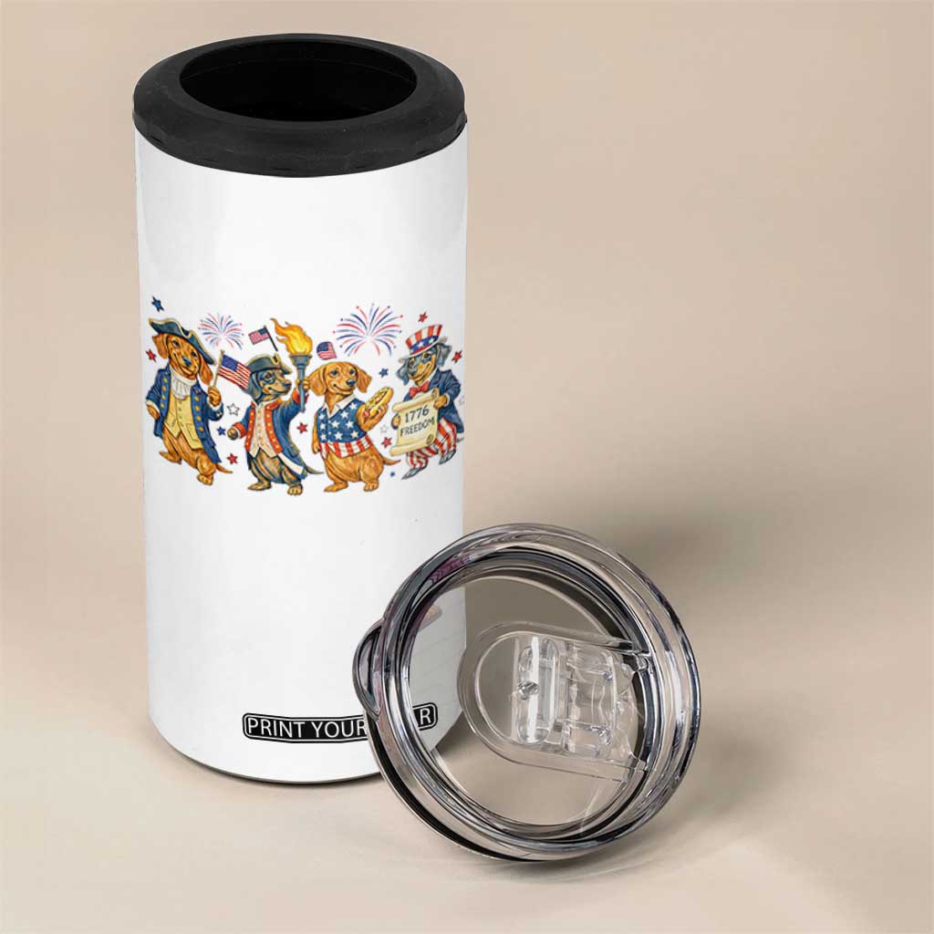 Patriotic Wiener Dog 250th Anniversary 4 in 1 Can Cooler Tumbler Dachshund Lover Gift TS12 Print Your Wear