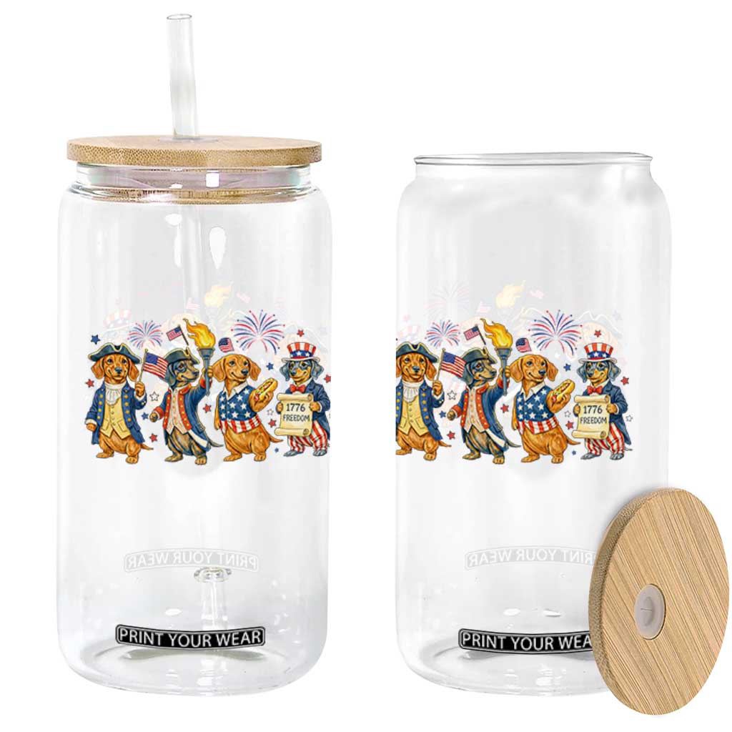 Patriotic Wiener Dog 250th Anniversary Glass Can Dachshund Lover Gift TS12 Print Your Wear