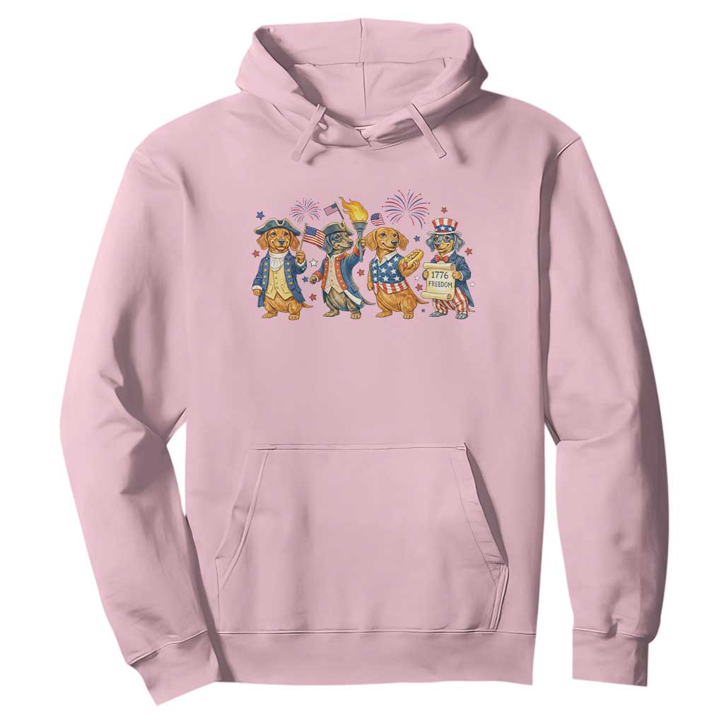 Patriotic Wiener Dog 250th Anniversary Hoodie Dachshund Lover Gift TS12 Light Pink Print Your Wear