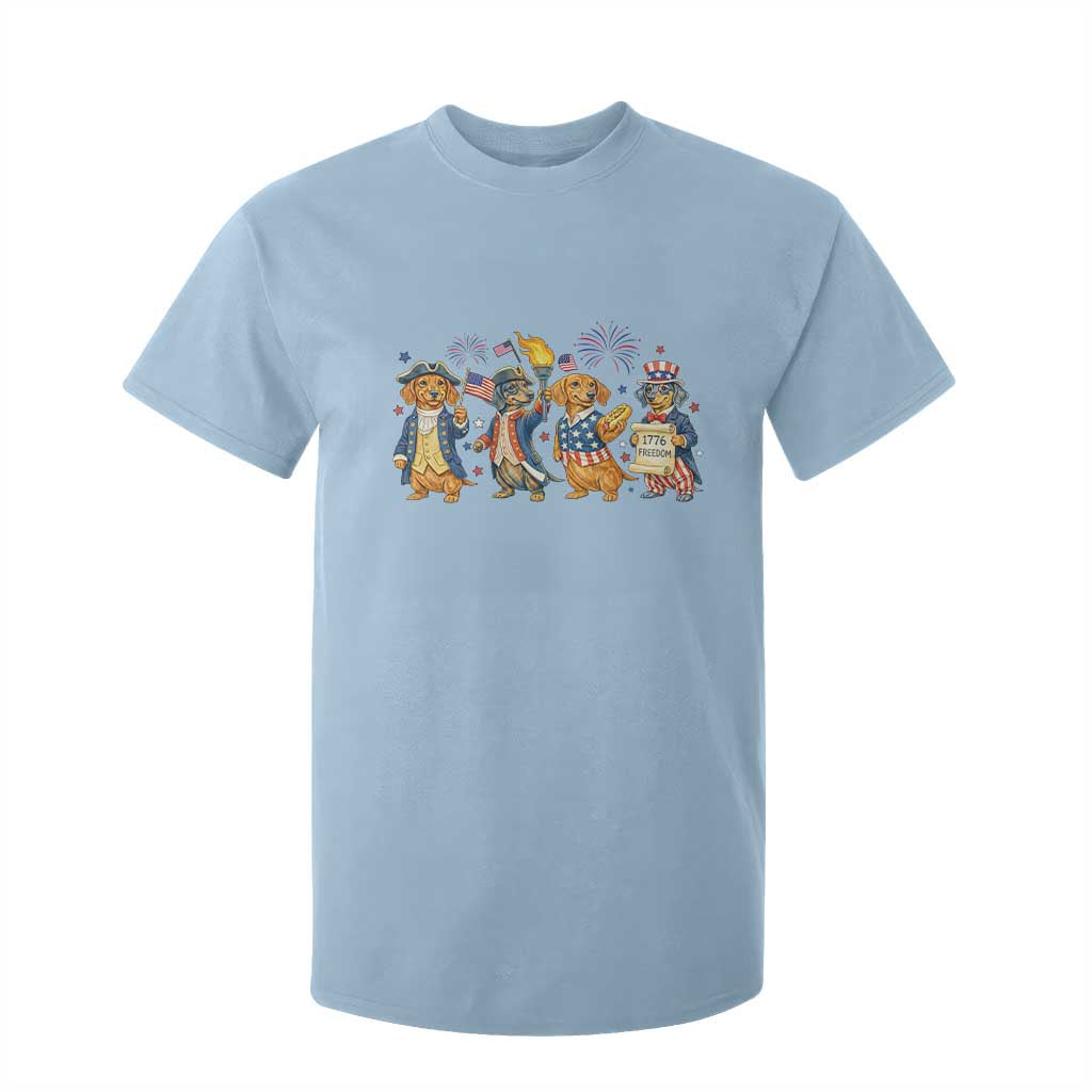 Patriotic Wiener Dog 250th Anniversary T Shirt For Kid Dachshund Lover Gift TS12 Light Blue Print Your Wear