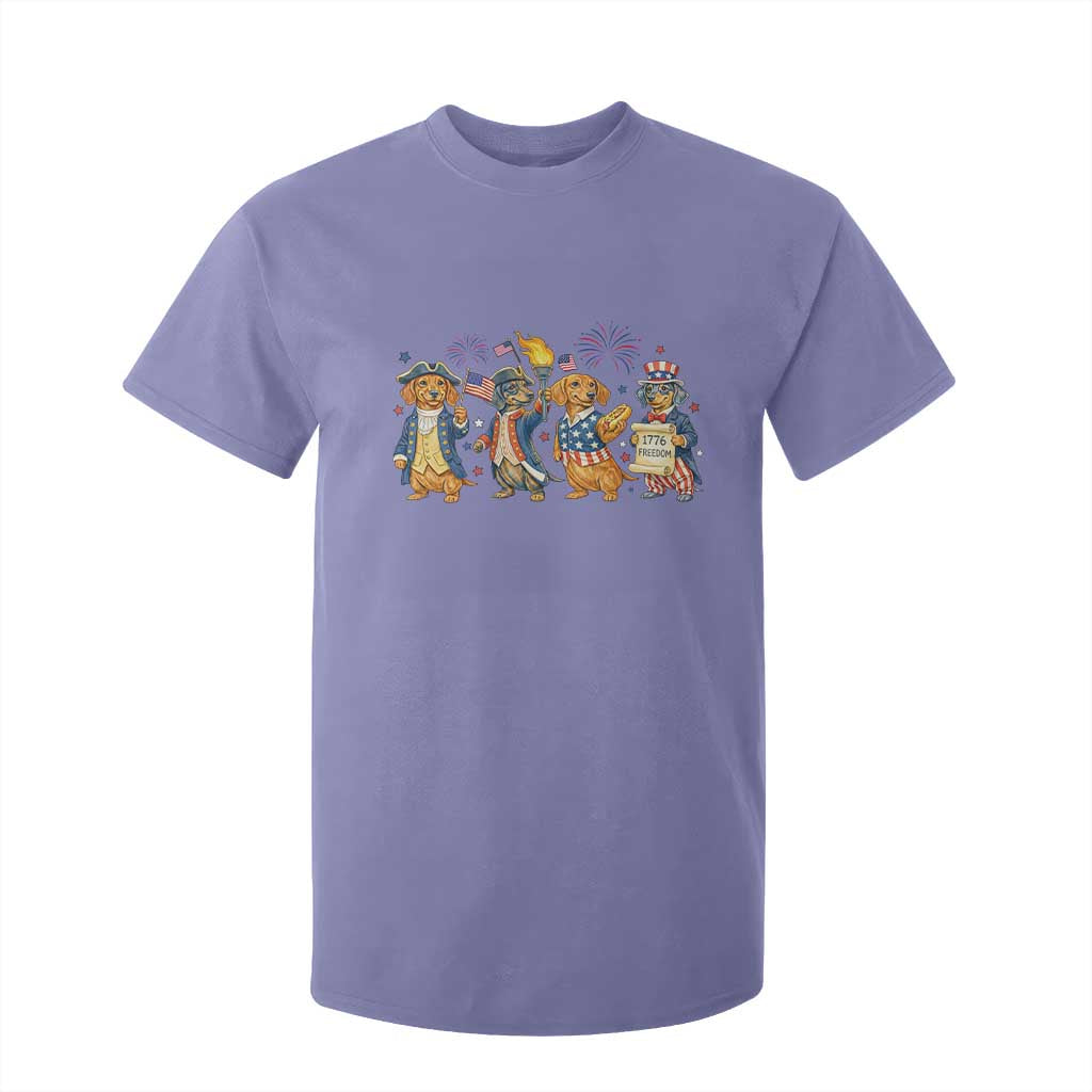 Patriotic Wiener Dog 250th Anniversary T Shirt For Kid Dachshund Lover Gift TS12 Violet Print Your Wear