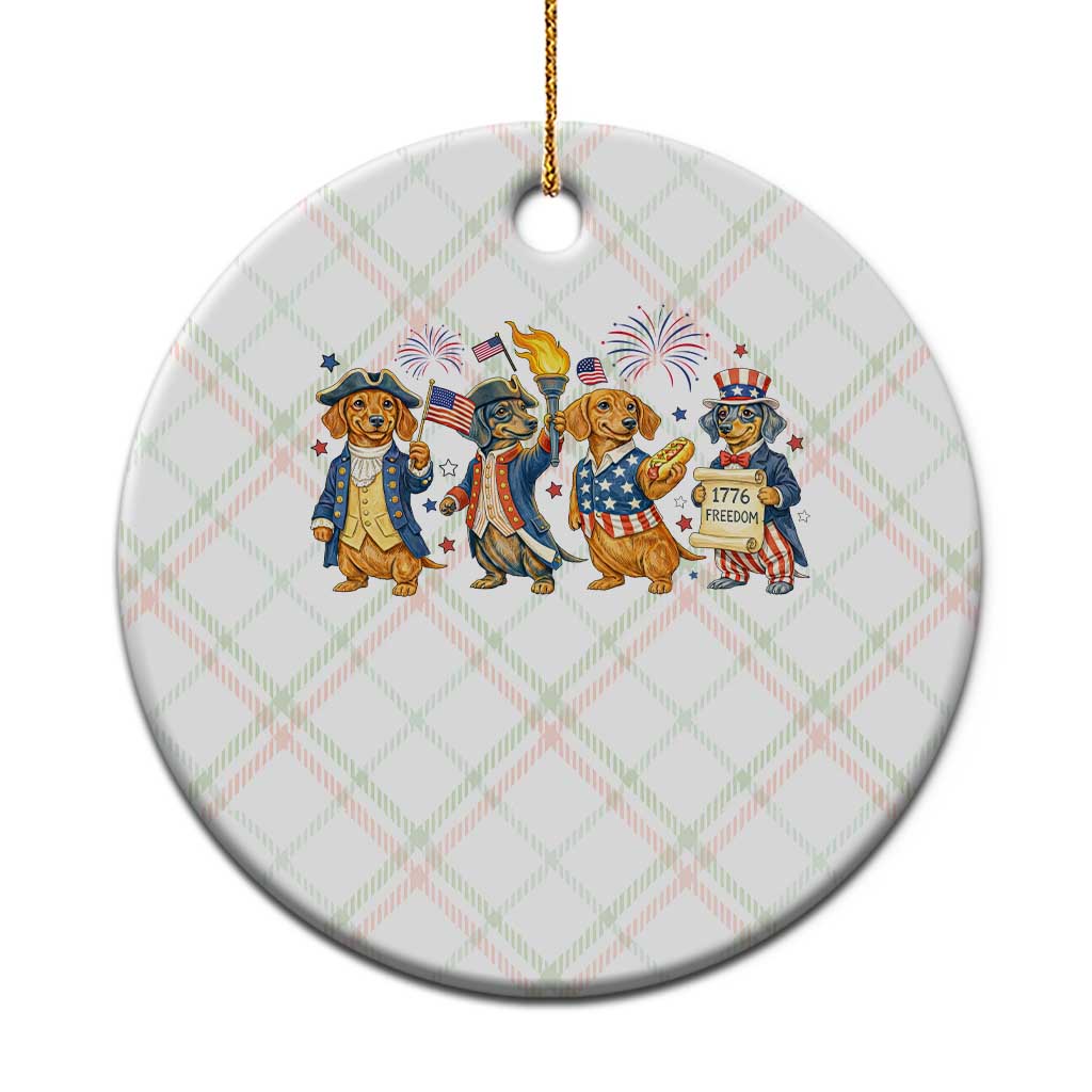 Patriotic Wiener Dog 250th Anniversary Ceramic Ornament Dachshund Lover Gift TS12 1pc Christmas Plaid Print Your Wear