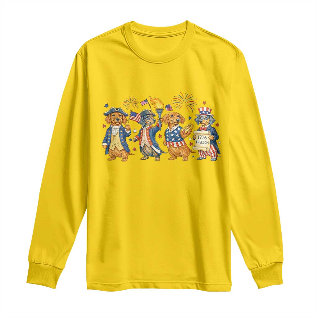 Patriotic Wiener Dog 250th Anniversary Long Sleeve Shirt Dachshund Lover Gift TS12 Daisy Print Your Wear