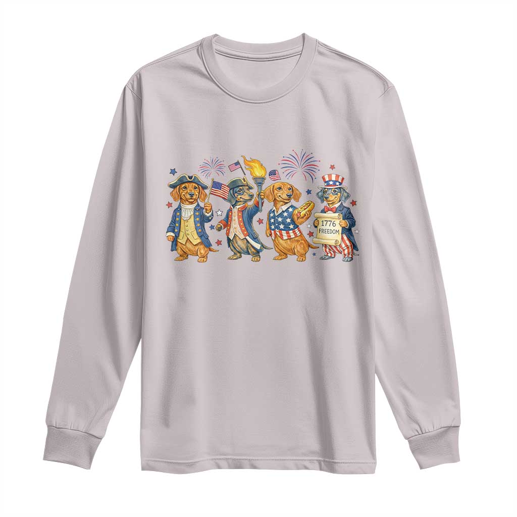 Patriotic Wiener Dog 250th Anniversary Long Sleeve Shirt Dachshund Lover Gift TS12 Ice Gray Print Your Wear