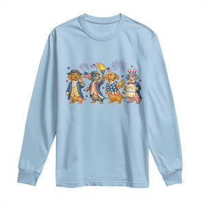 Patriotic Wiener Dog 250th Anniversary Long Sleeve Shirt Dachshund Lover Gift TS12 Light Blue Print Your Wear