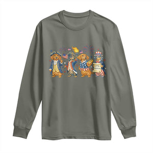 Patriotic Wiener Dog 250th Anniversary Long Sleeve Shirt Dachshund Lover Gift TS12 Military Green Print Your Wear