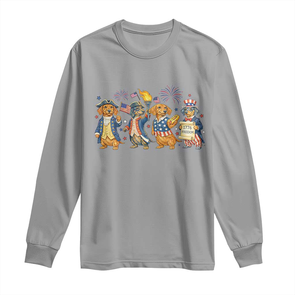 Patriotic Wiener Dog 250th Anniversary Long Sleeve Shirt Dachshund Lover Gift TS12 Sport Gray Print Your Wear