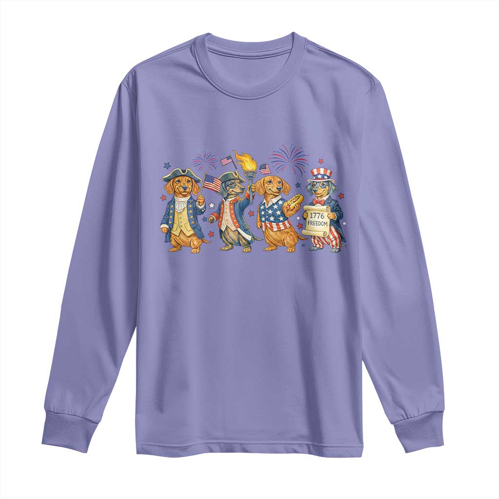 Patriotic Wiener Dog 250th Anniversary Long Sleeve Shirt Dachshund Lover Gift TS12 Violet Print Your Wear