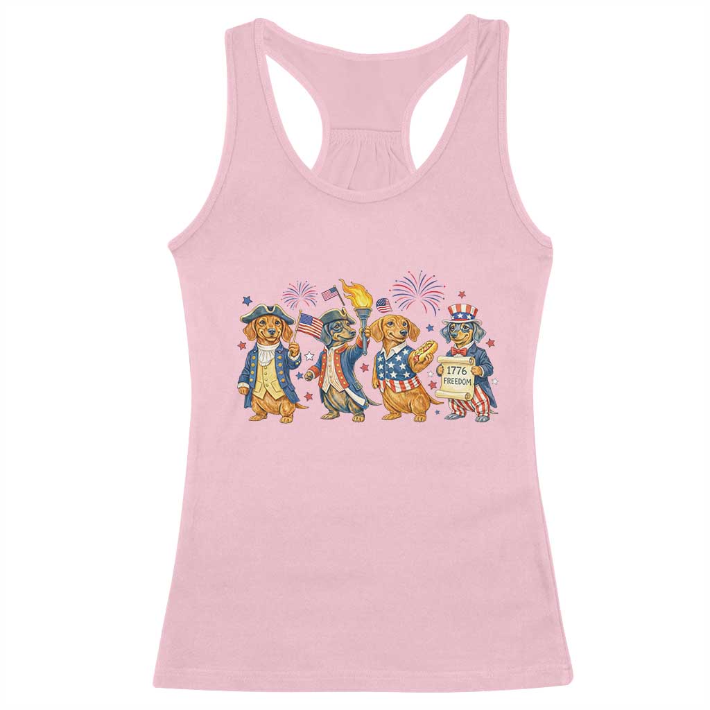 Patriotic Wiener Dog 250th Anniversary Racerback Tank Top Dachshund Lover Gift TS12 Light Pink Print Your Wear