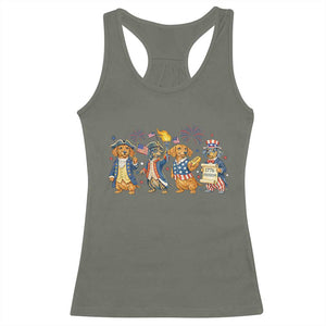 Patriotic Wiener Dog 250th Anniversary Racerback Tank Top Dachshund Lover Gift TS12 Military Green Print Your Wear
