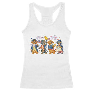 Patriotic Wiener Dog 250th Anniversary Racerback Tank Top Dachshund Lover Gift TS12 White Print Your Wear