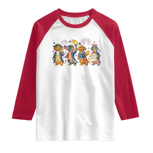 Patriotic Wiener Dog 250th Anniversary Raglan Shirt Dachshund Lover Gift TS12 White Red Print Your Wear