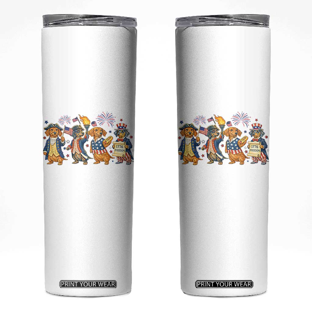 Patriotic Wiener Dog 250th Anniversary Skinny Tumbler Dachshund Lover Gift TS12 White Print Your Wear