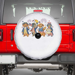 Patriotic Wiener Dog 250th Anniversary Spare Tire Cover Dachshund Lover Gift TS12 White Print Your Wear
