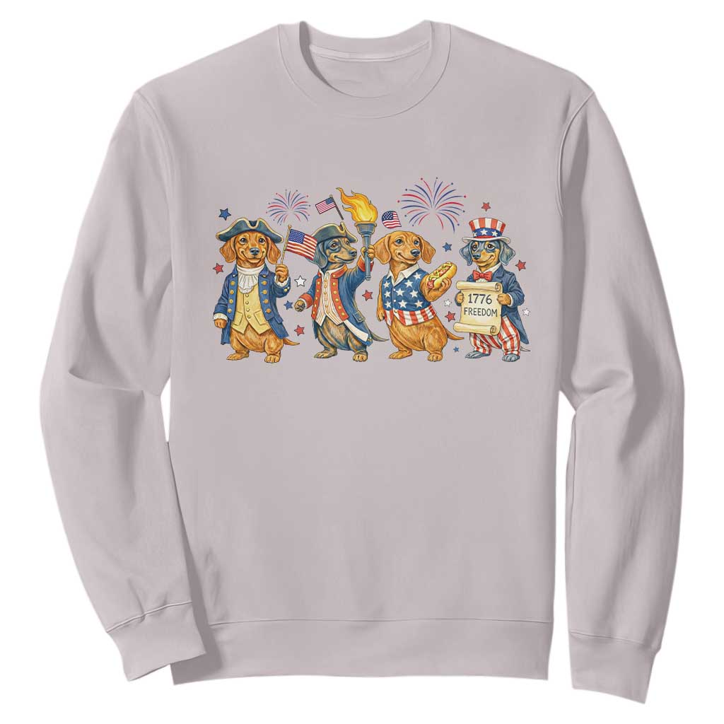 Patriotic Wiener Dog 250th Anniversary Sweatshirt Dachshund Lover Gift TS12 Ice Gray Print Your Wear