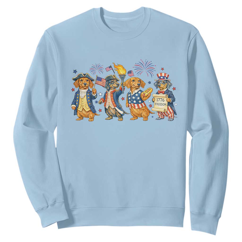 Patriotic Wiener Dog 250th Anniversary Sweatshirt Dachshund Lover Gift TS12 Light Blue Print Your Wear