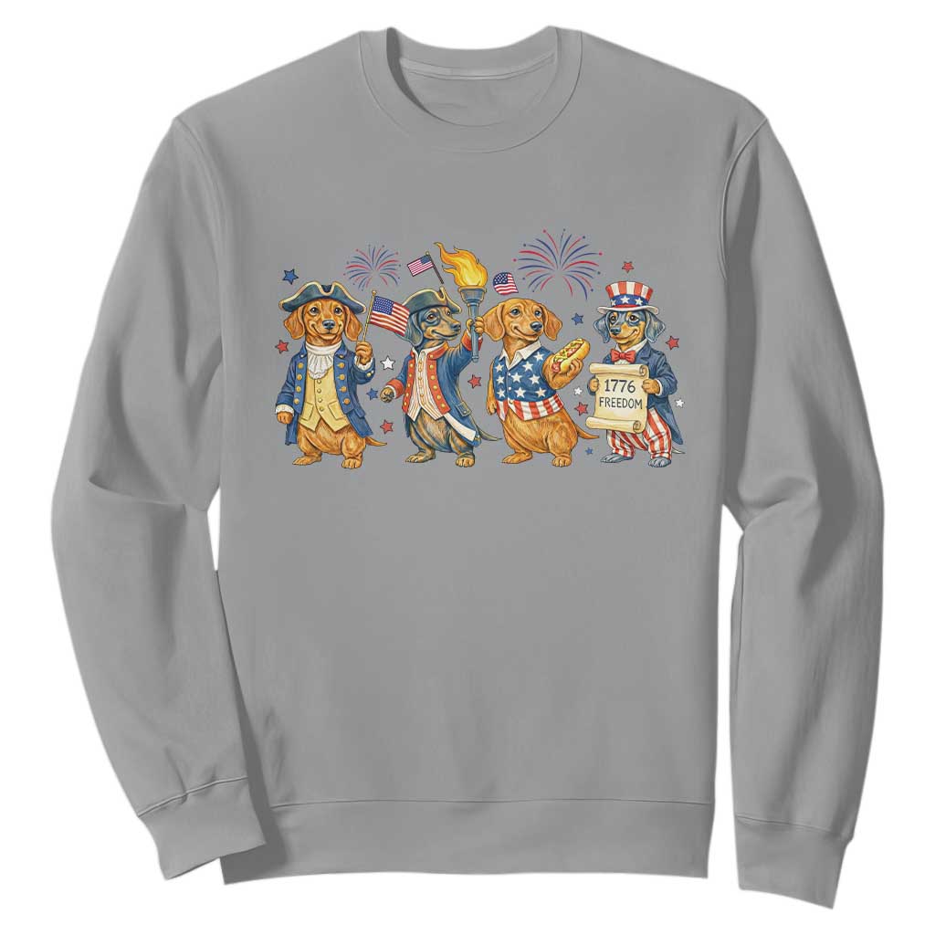 Patriotic Wiener Dog 250th Anniversary Sweatshirt Dachshund Lover Gift TS12 Sport Gray Print Your Wear
