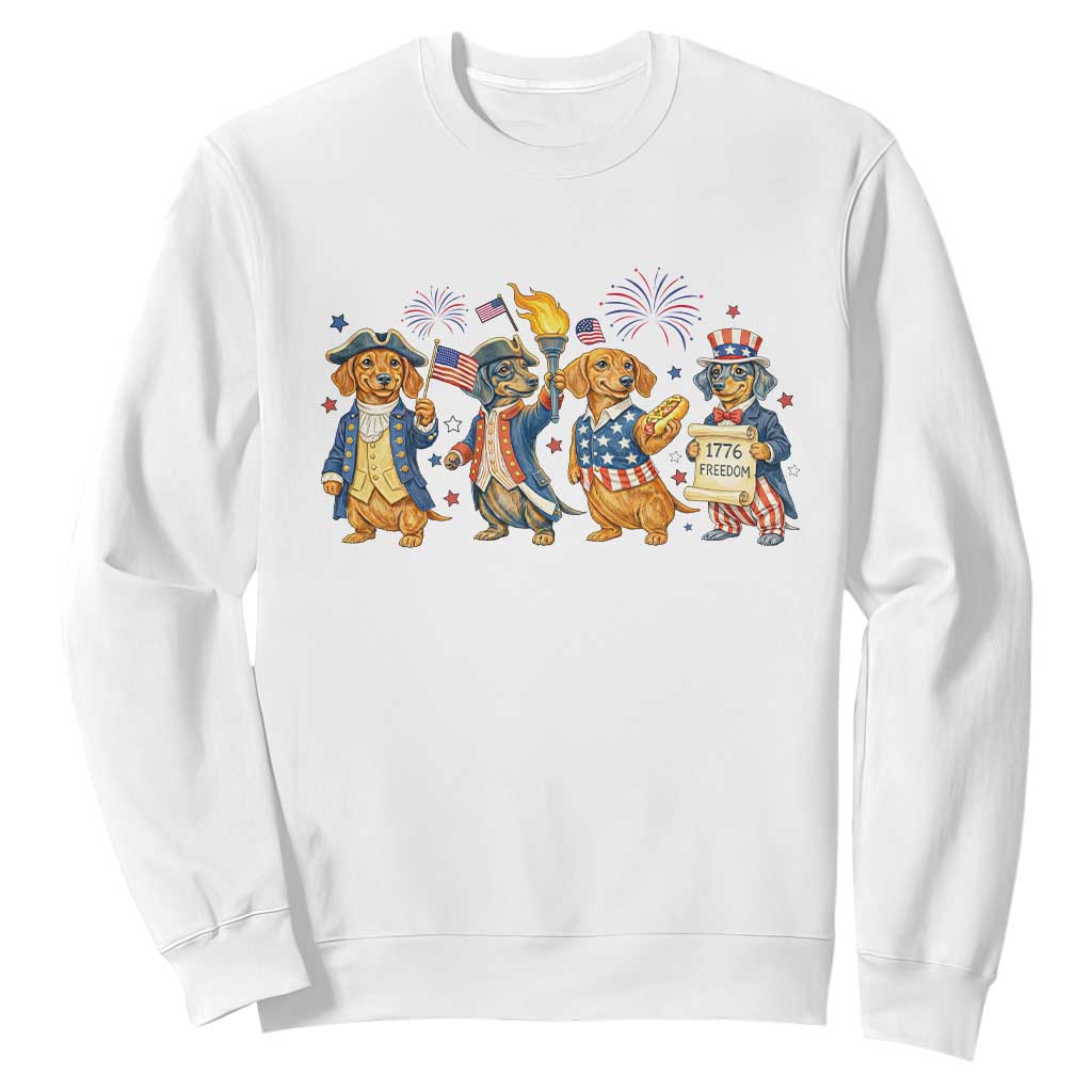 Patriotic Wiener Dog 250th Anniversary Sweatshirt Dachshund Lover Gift TS12 White Print Your Wear