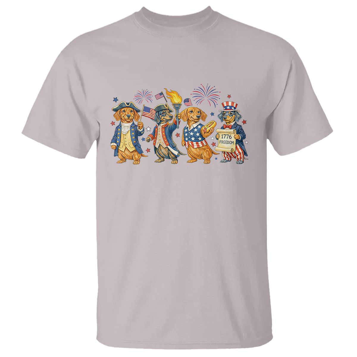 Patriotic Wiener Dog 250th Anniversary T Shirt Dachshund Lover Gift TS12 Ice Gray Print Your Wear