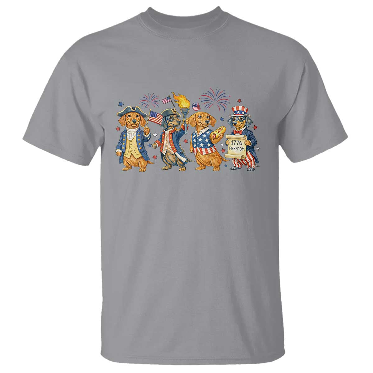 Patriotic Wiener Dog 250th Anniversary T Shirt Dachshund Lover Gift TS12 Sport Gray Print Your Wear