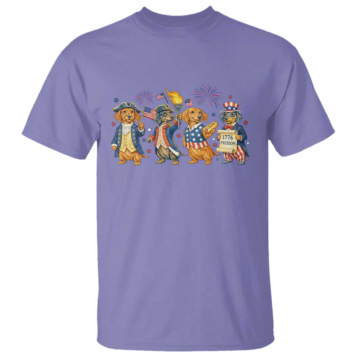 Patriotic Wiener Dog 250th Anniversary T Shirt Dachshund Lover Gift TS12 Violet Print Your Wear