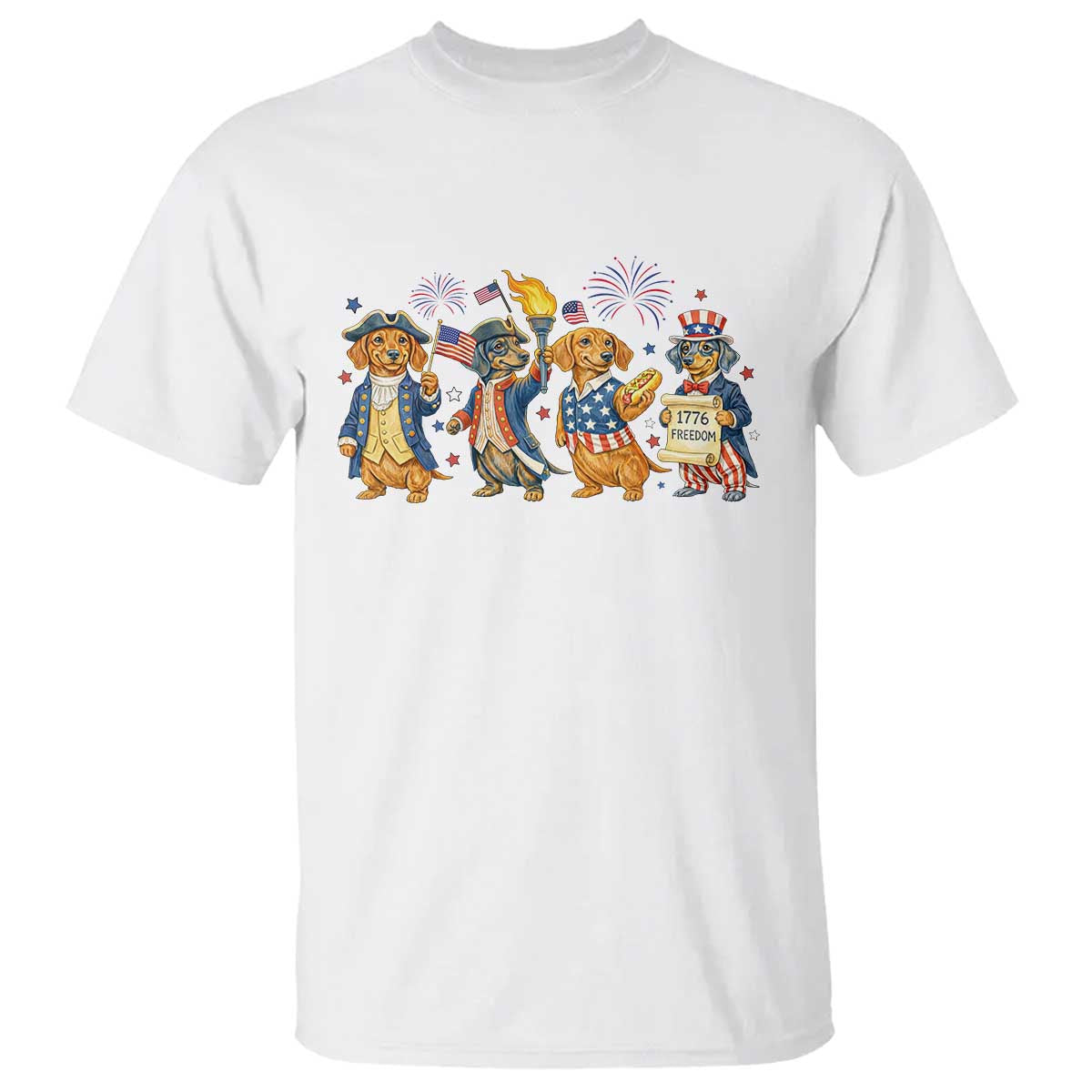 Patriotic Wiener Dog 250th Anniversary T Shirt Dachshund Lover Gift TS12 White Print Your Wear