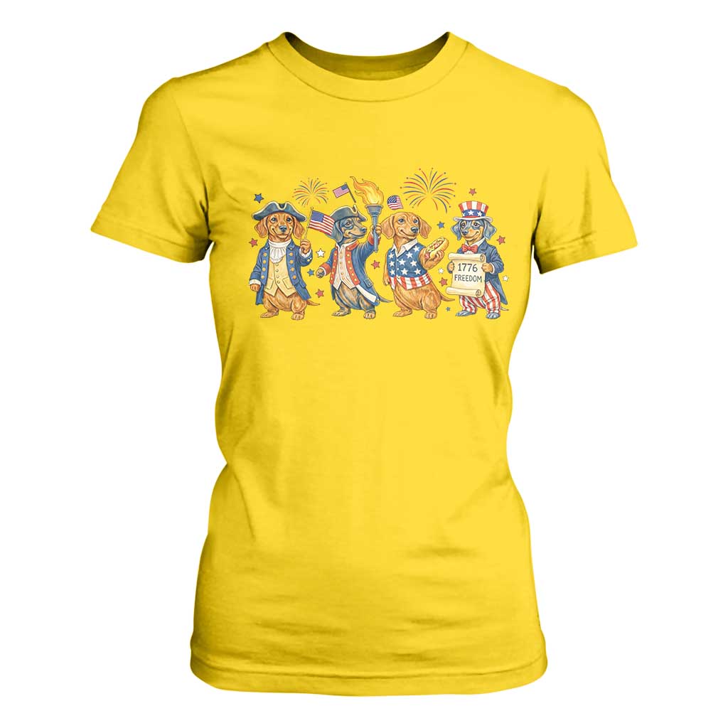 Patriotic Wiener Dog 250th Anniversary T Shirt For Women Dachshund Lover Gift TS12 Daisy Print Your Wear