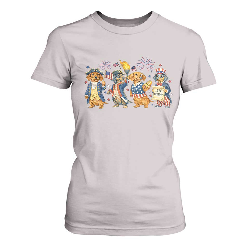 Patriotic Wiener Dog 250th Anniversary T Shirt For Women Dachshund Lover Gift TS12 Ice Gray Print Your Wear