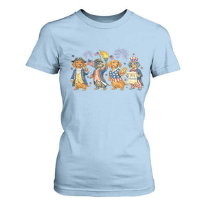 Patriotic Wiener Dog 250th Anniversary T Shirt For Women Dachshund Lover Gift TS12 Light Blue Print Your Wear