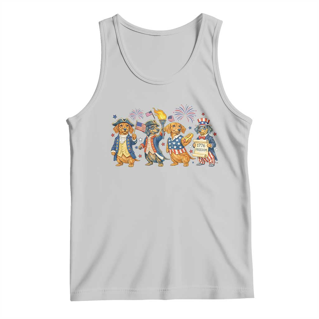 Patriotic Wiener Dog 250th Anniversary Tank Top Dachshund Lover Gift TS12 Ash Print Your Wear