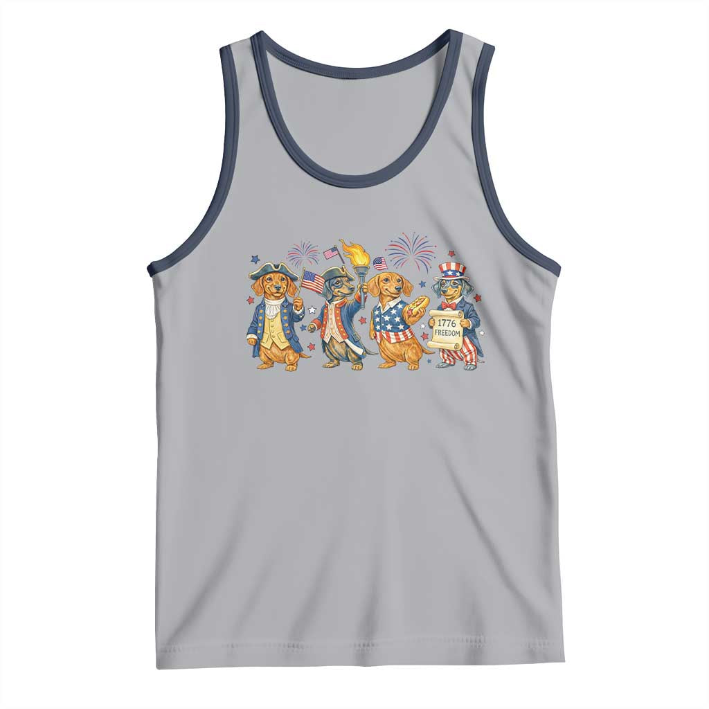 Patriotic Wiener Dog 250th Anniversary Tank Top Dachshund Lover Gift TS12 Athletic Heather Navy Print Your Wear