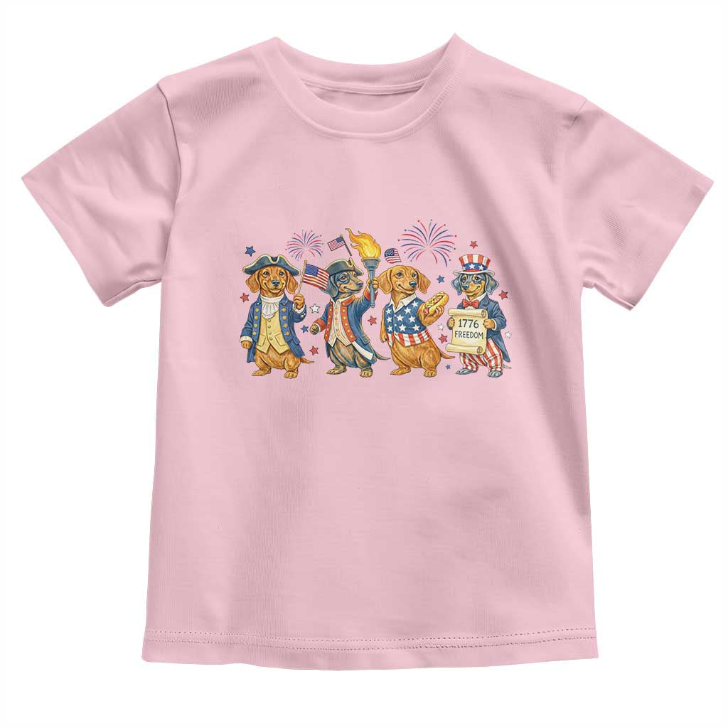 Patriotic Wiener Dog 250th Anniversary Toddler T Shirt Dachshund Lover Gift TS12 Light Pink Print Your Wear