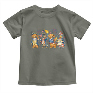 Patriotic Wiener Dog 250th Anniversary Toddler T Shirt Dachshund Lover Gift TS12 Military Green Print Your Wear